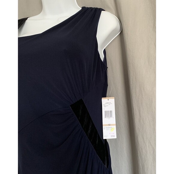 NINE WEST Indigo Blue Sheath Velvet Velour Sleeveless Dress Women's Size 12 NWT - Picture 5 of 12